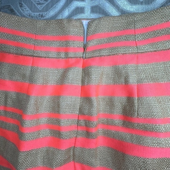 J.Crew Collection LINEN Pencil Skirt Bright‎ Orange/pink Stripe Size 0 - Picture 8 of 8